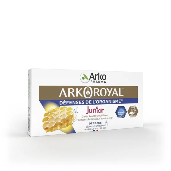 ARKOROYAL Défenses de l’Organisme Junior - Gelée royale, Vitamine D3 (Enfants), 5x10ml