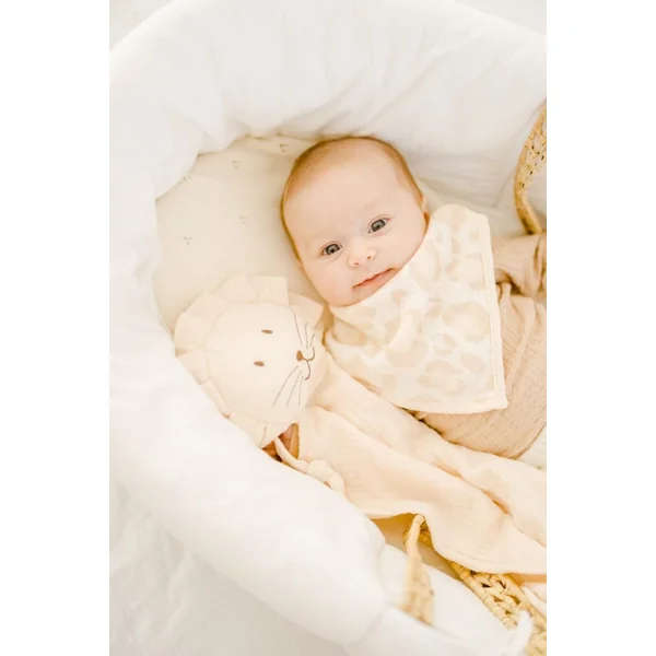 Box naissance bébé bavoir + lange léopard MON COEUR FAIT GRAOU