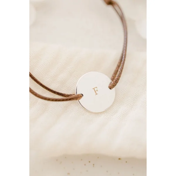 Bracelet papa disque lettre initiale argent à personnaliser