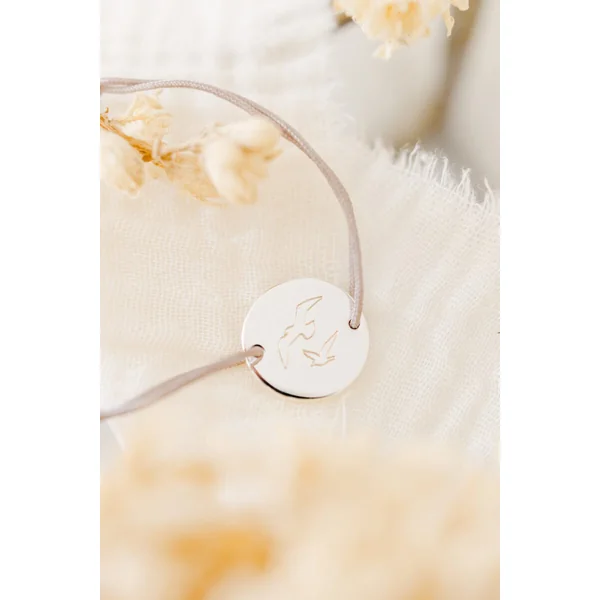 Bracelet papa personnalisé ajustable argent gravé oiseaux ENVOLE-TOI