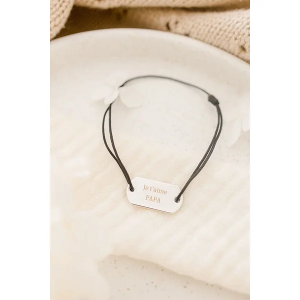Bracelet papa rectangulaire argent à personnaliser
