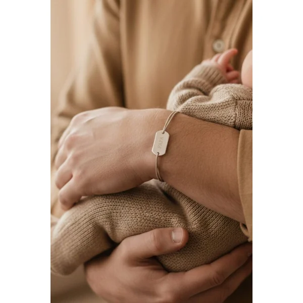 Bracelet papa rectangulaire argent à personnaliser