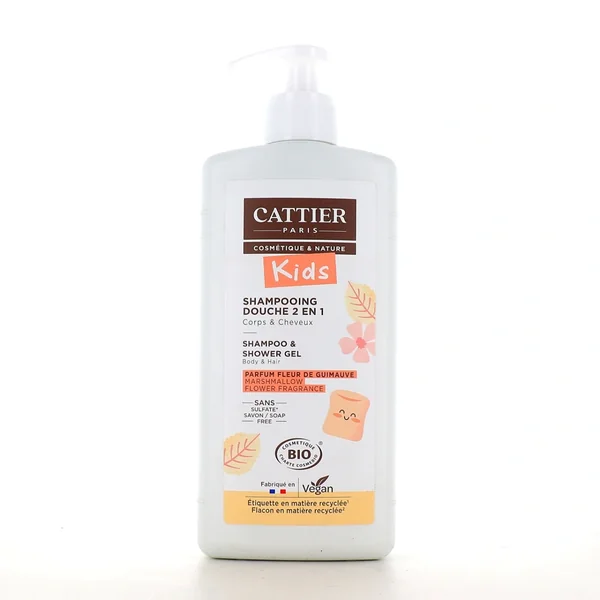 Cattier Kids Shampooing Douche 2 en 1 Bio Fleur de Guimauve