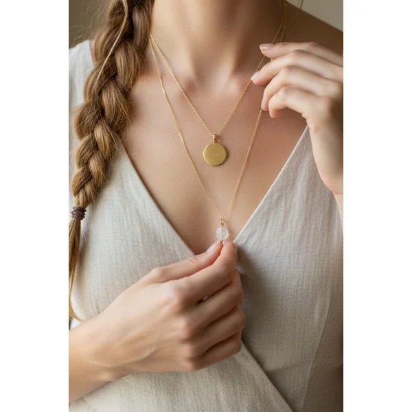Collier pierre de naissance personnalisable médaille moon ÉPURE