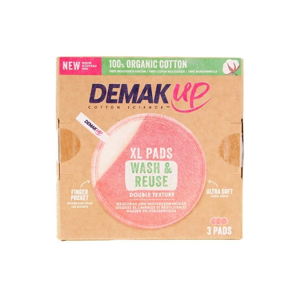 Demak'Up Cotons Démaquillants XL Réutilisables 3 Cotons