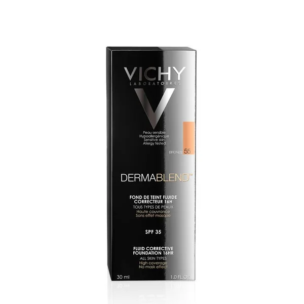 DERMABLEND - 55 -Fond de Teint Fluide Correcteur peaux Normales à Sèches Bronze, 30ml