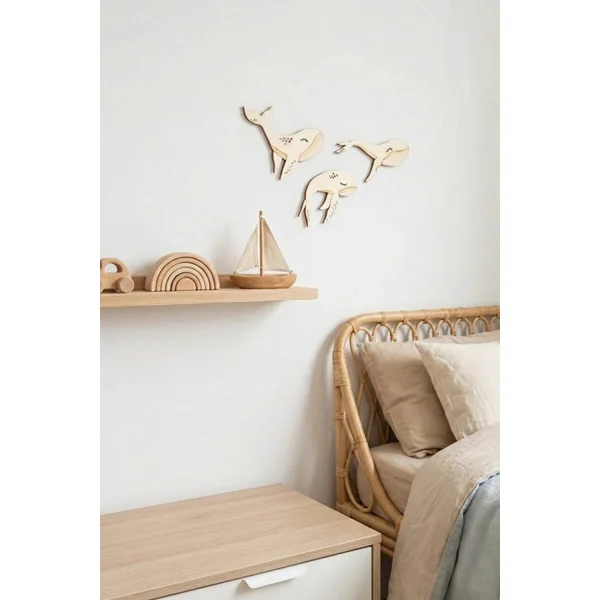 Décor mural bois chambre bébé baleines VALSE MARINE