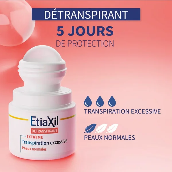 Déodorant Détranspirant Extrême - Traitement Transpiration Excessive - Protection 5 jours, 15ml