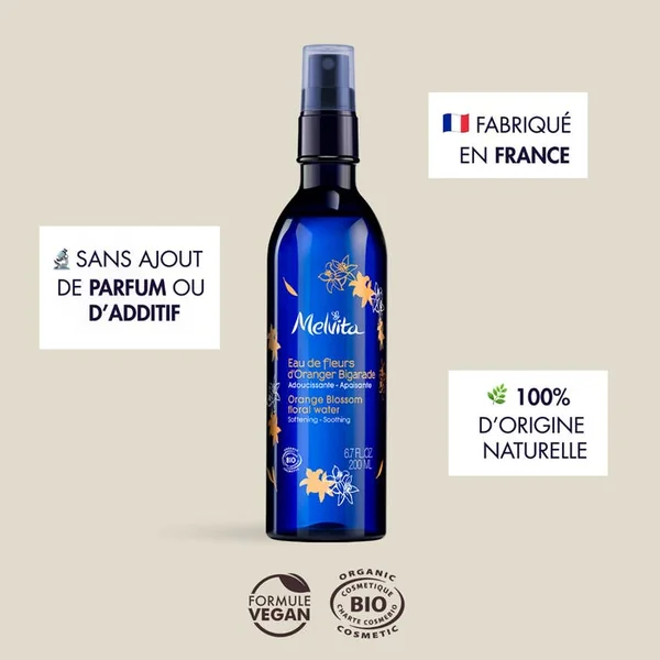 Eau Florale de Fleurs d'Oranger Bigarade Bio Spray, 200ml