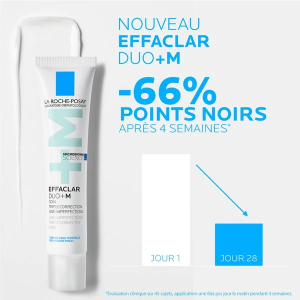 EFFACLAR DUO+M - Soin Triple Correction Anti-Imperfections, Boutons & Points noirs, 40ml