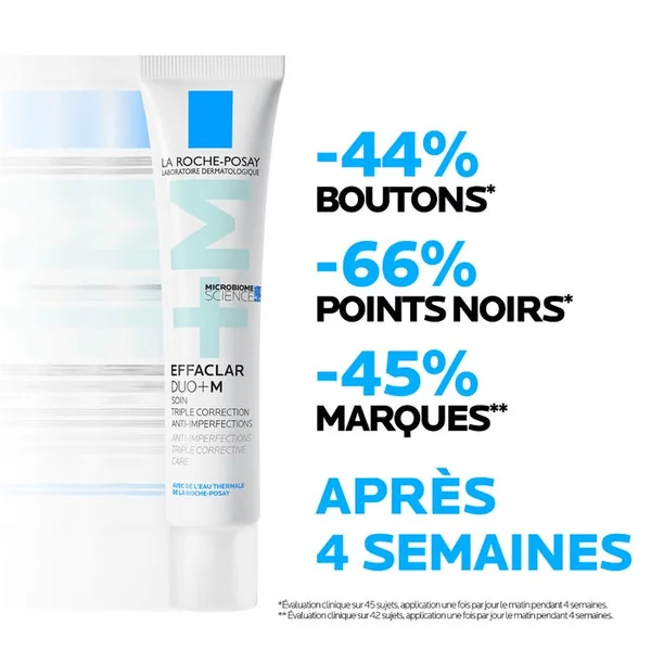 EFFACLAR DUO+M - Soin Triple Correction Anti-Imperfections, Boutons & Points noirs, 40ml