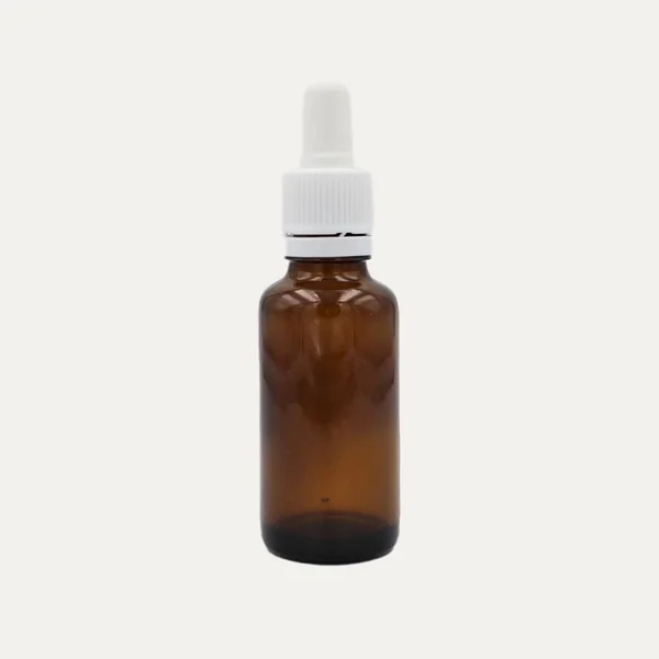 Flacon avec pipette en verre ambré - 10 ml ou 30 ml