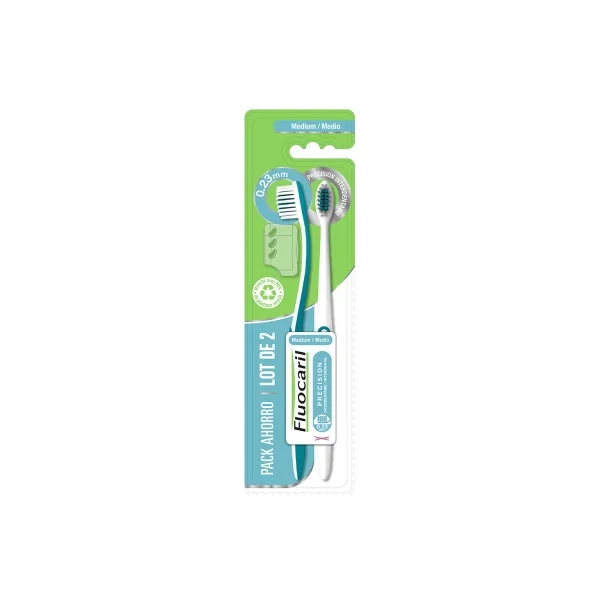 Fluocaril 2 Brosses à Dents Précision Interdentaire Médium - Couleur : Bleu