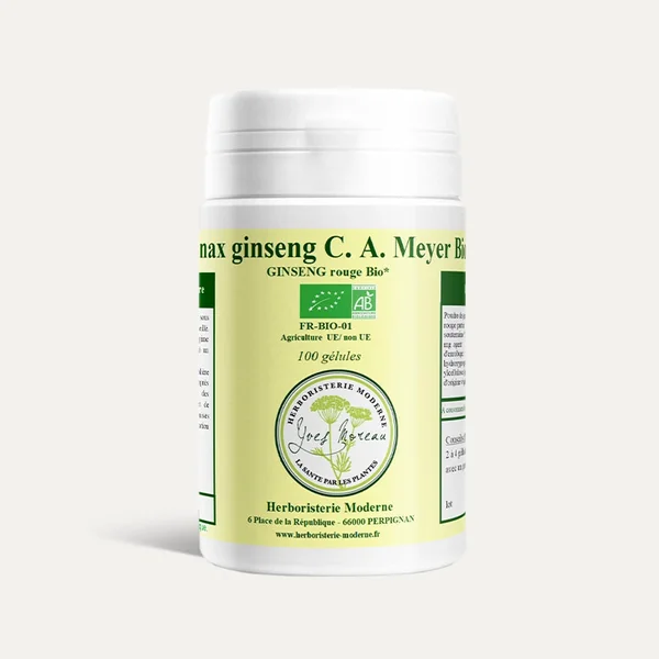 Ginseng Rouge Panax BIO Variété premium garantie CA MEYER 6 ans d'Age (Gélules)