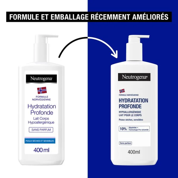 HYDRATATION PROFONDE - Lait Hydratant Hypoallergénique - Corps - Peaux Sèches et Sensibles, 400ml