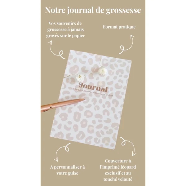 Journal de grossesse soft touch 80 pages - Fabriqué en France