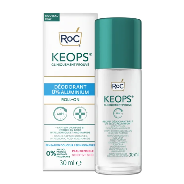 KEOPS® Déodorant à Bille 0% Aluminium 48H - Peaux Sensibles, 30ml