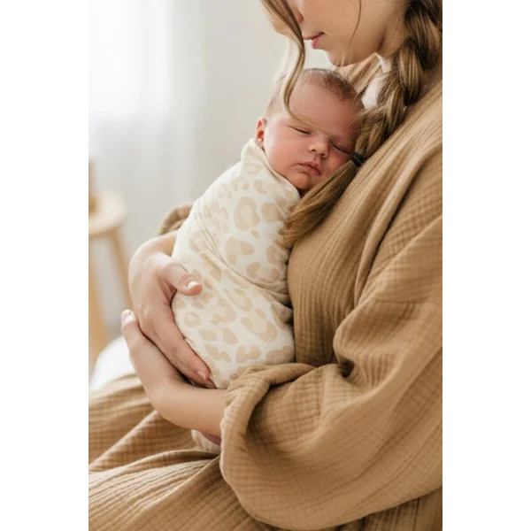 Lange bebe léopard maxi 80 x 80 cm 100% mousseline de coton MON COEUR FAIT GRAOU