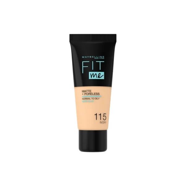 Maybelline New York Fit Me ! Fond de Teint Fluide Matte + Poreless 30 ml - Teinte : 115 Ivoire