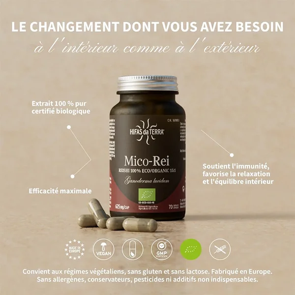 Mico-Rei BIO - Reishi Ganoderma lucidum Champignon - Haute concentration