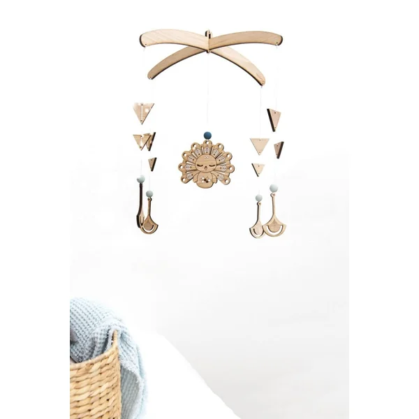 Mobile pour bebe paon en bois PLUME DE PAON