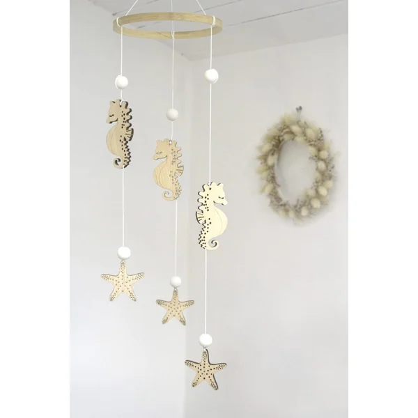 Mobile pour lit bebe hippocampes en bois GRCE MARINE