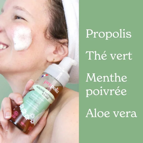 Mousse Nettoyante visage BIO - Propolis, Thé vert & Aloe vera