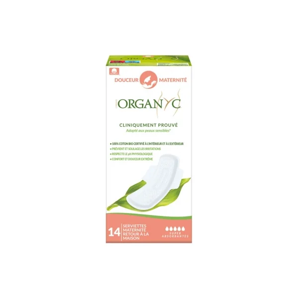 Organyc Douceur Maternité 14 Serviettes Hygiéniques Flux Extra