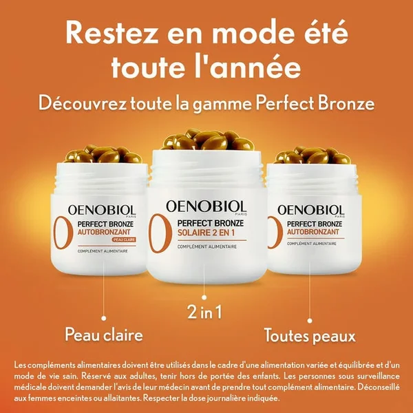 PERFECT BRONZE - Autobronzant Peaux Claires - Programme 1 mois, 30 Capsules Végétales