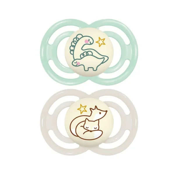 PERFECT - Sucettes Symétriques - Nuit Animaux - 18 mois et plus, 2 Unités