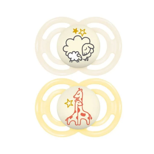 PERFECT - Sucettes Symétriques - Nuit Animaux - 18 mois et plus, 2 Unités