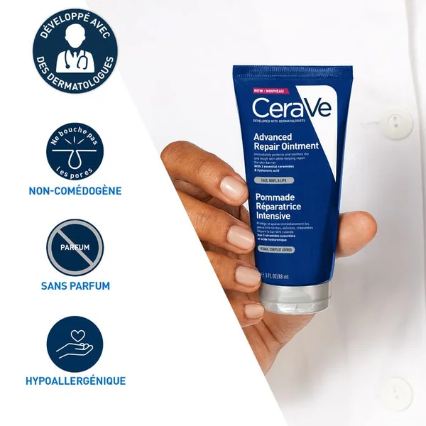 Pommade Réparatrice Intensive Visage & Corps, Peaux Très Sèches Abîmées Craquelées, 88ml