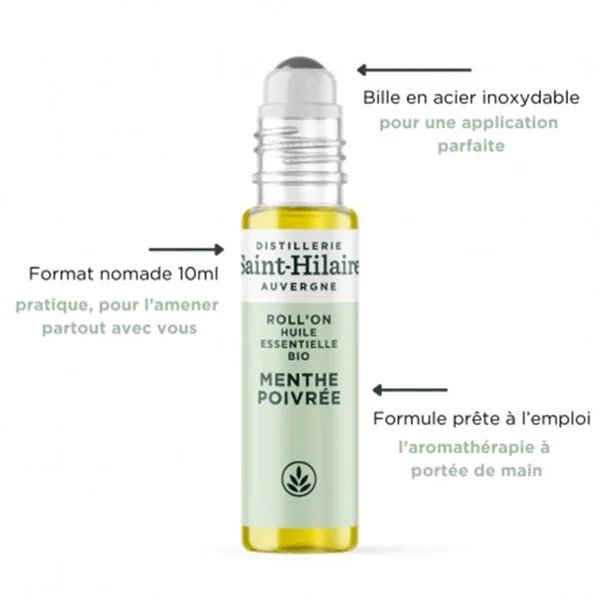 Roll-on à l'huile essentielle de Menthe poivrée BIO