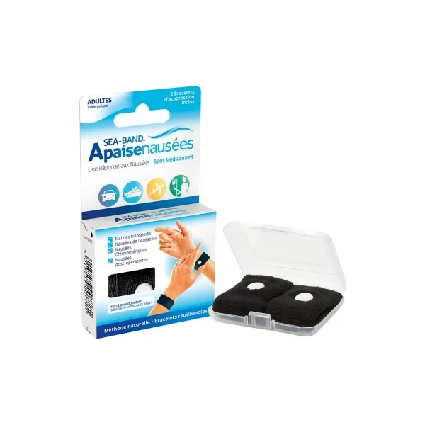 Sea Band Adultes Apaisenausées Paire de Bracelets d'Acupression - Couleur : Noir