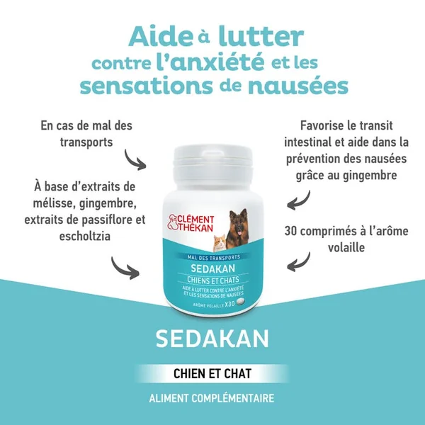 SEDAKAN - Comprimés Mal de Transports - Chiens et Chats, 30 Comprimés