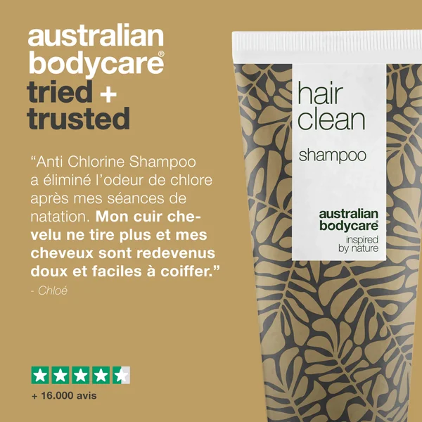 Shampooing anti chlore — Le shampooing à l'huile de tea tree élimine l'odeur de chlore