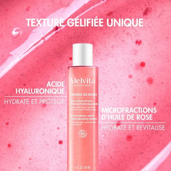 SOURCE DE ROSES - Eau Extraordinaire Essence Hydra-Repulpante Bio - Visage - Tous Types de Peaux, 150ml