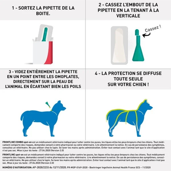 SPOT-ON - Solution pour Spot-on Chiens - De 2 à 10kg, 4 pipettes de 0,67ml