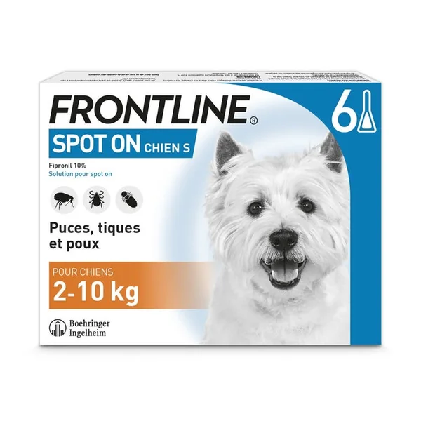 SPOT-ON - Solution pour Spot-On Chiens - De 2 à 10kg, 6 Pipettes de 0.67ml