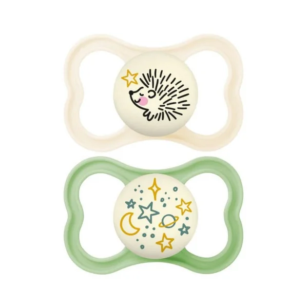 SUPRÊME - Sucettes Symétriques - Animaux Nuit - 6 Mois et Plus, 2 Unités