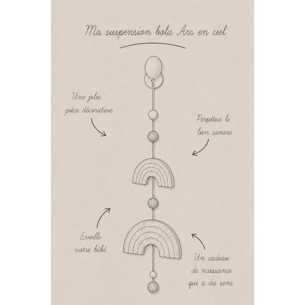 Suspension bebe arc en ciel bois compatible bola de grossesse RAINBOW