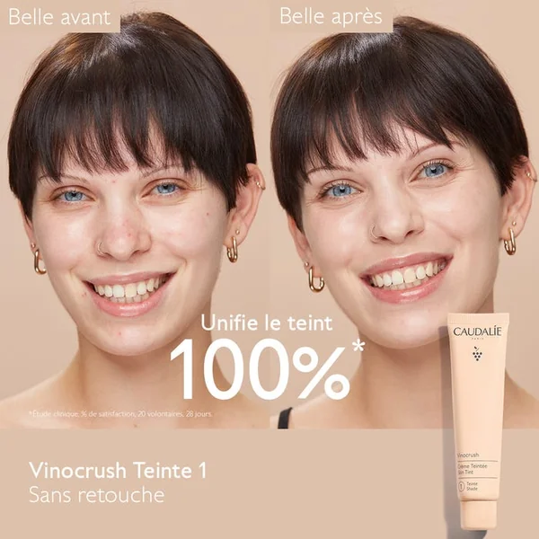 VINOCRUSH - Crème Teintée - Teinte 1 - Visage - Tous Types de Peaux, 30ml