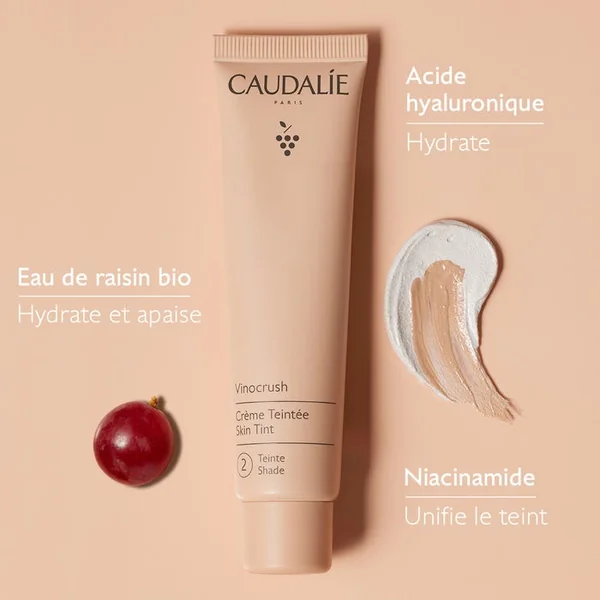 VINOCRUSH - Crème Teintée - Teinte 2 - Visage - Tous Types de Peaux, 30ml