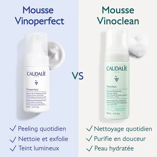 VINOPERFECT - Mousse Micro-Peeling Éclat - Visage - Tous Types de Peaux, 100ml