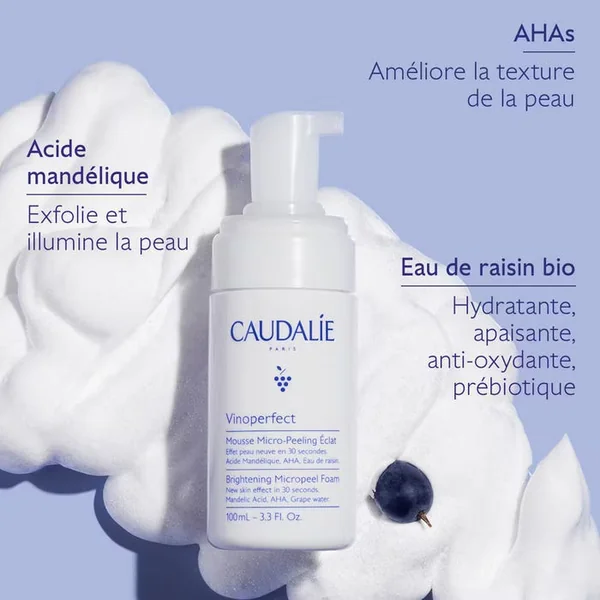 VINOPERFECT - Mousse Micro-Peeling Éclat - Visage - Tous Types de Peaux, 100ml