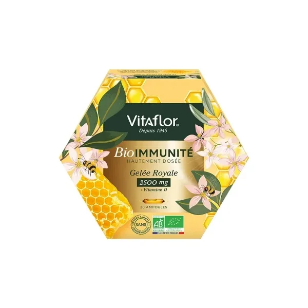 Vitaflor BioImmunité Gelée Royale Bio 2500 mg 20 Ampoules